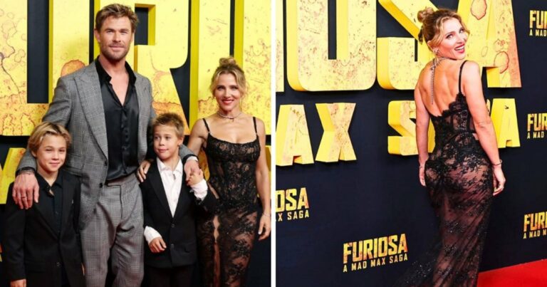 Chris Hemsworth's Wife Elsa Flashes Thong on Red Carpet With Sons