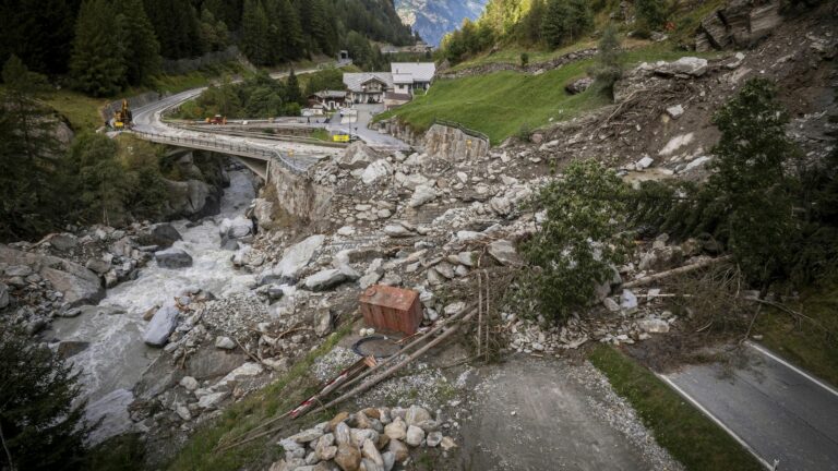 Tourists helicoptered down from Swiss mountain resort after mudslide cuts off road access