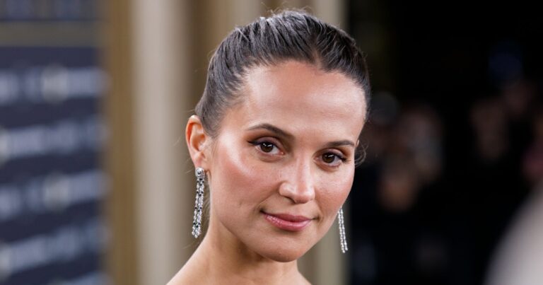 Alicia Vikander's Low-Cut Little Black Dress Features Goddess-Level Draping