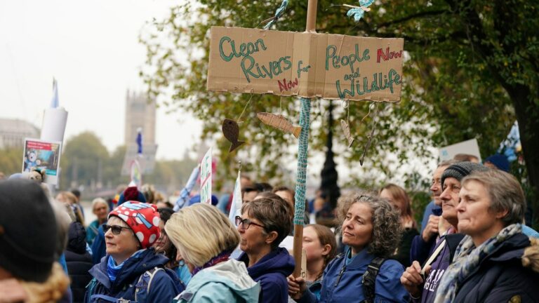 London protesters demand water companies clean up sewage-tainted rivers