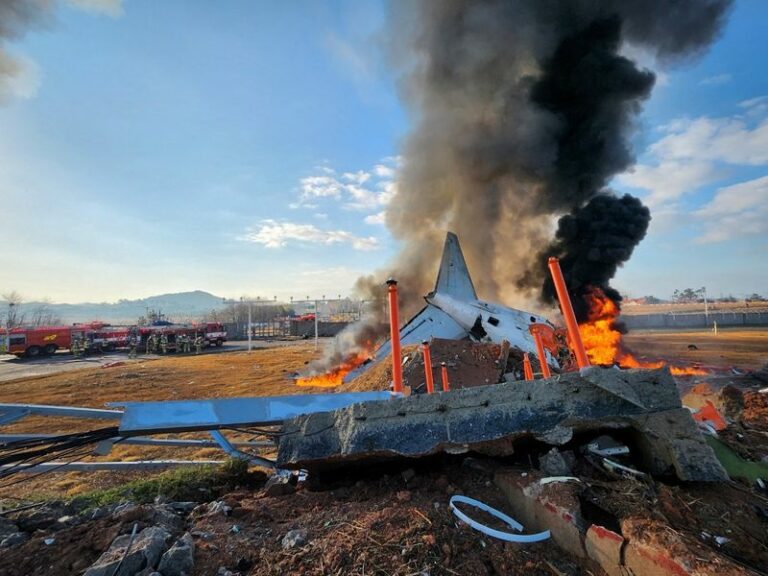 At least 62 dead, two crew rescued in fiery South Korea airliner crash