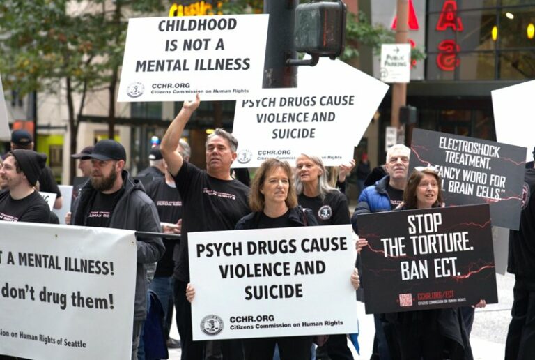 Psychiatric Watchdog Group Protests the Dangers of Child Drugging in Washington State